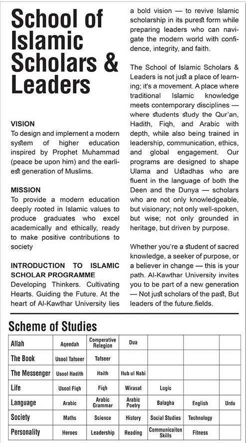 Admission open in School of Islamic Scholar & Leaders